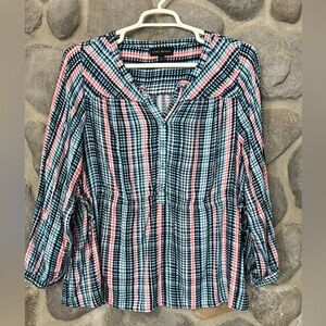 Lane Bryant Plaid Peasant Blouse Women’s Plus Size